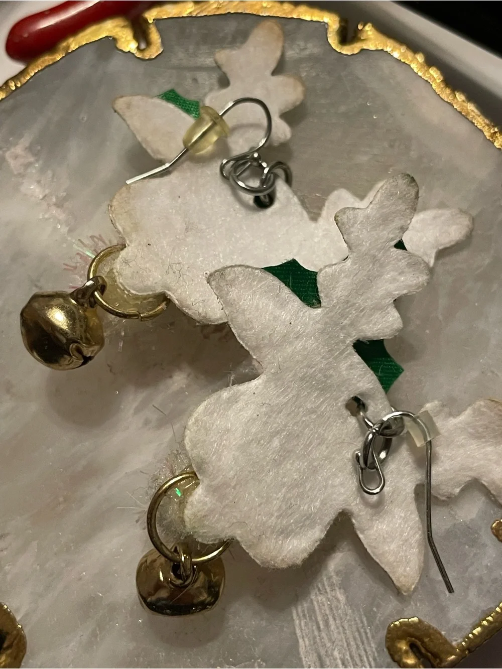 Macys Glittery Reindeer Christmas Pierced Earrings #8656